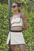 Airbrush Streamlined Bra Tank - Ivory/Black