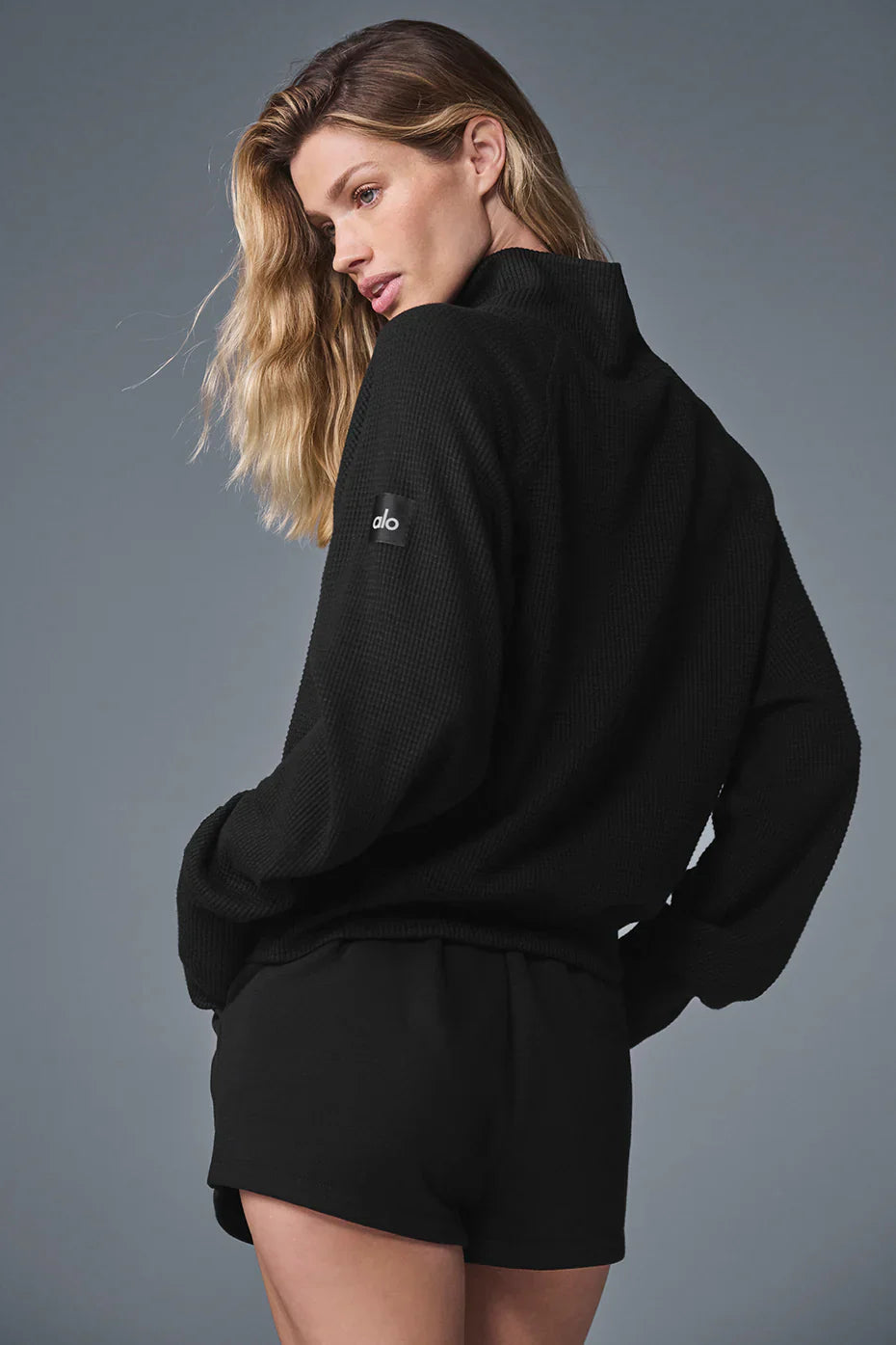 Waffle Weekend Escape Mock Neck Long Sleeve
