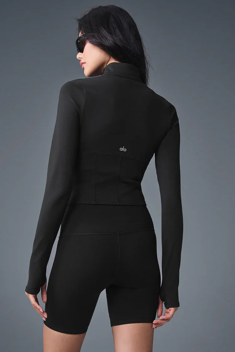 Airbrush Corset Full Zip Jacket - Black