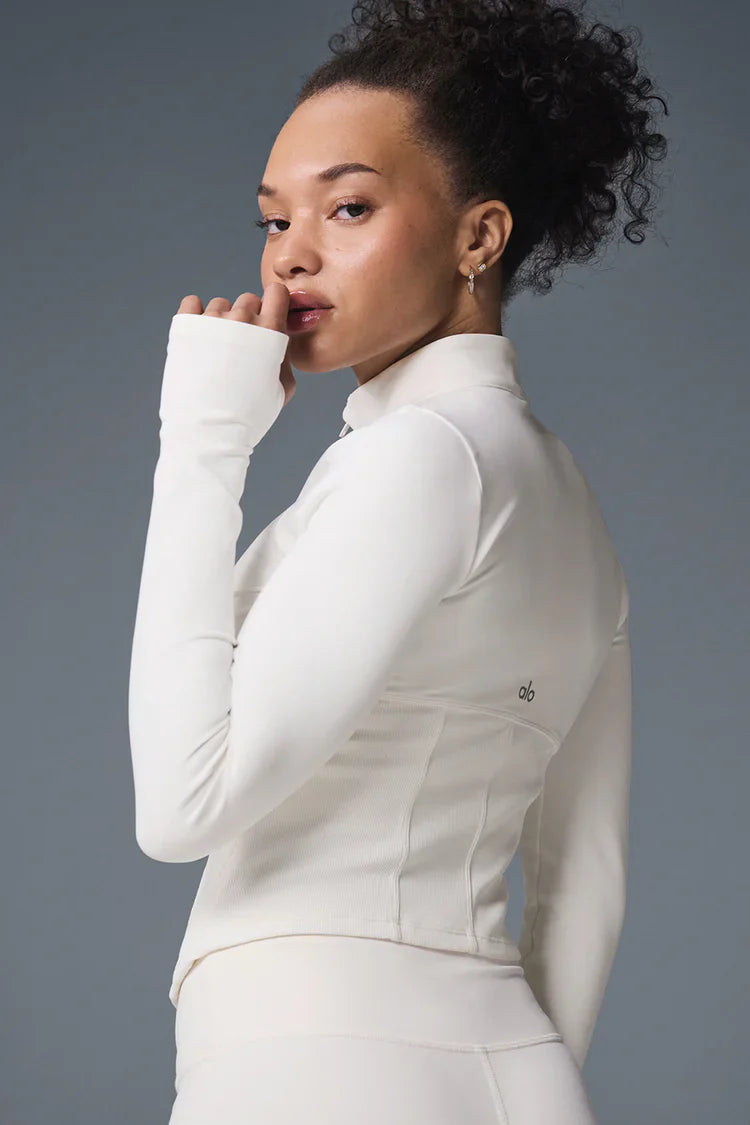 Airbrush Corset Full Zip Jacket - Ivory